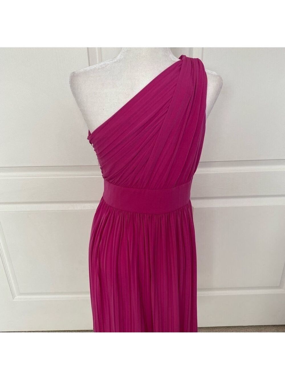 FINAL-Max & Cleo One Shoulder Pink Fuchsia Cocktail Dress Size 8 - Picture 7 of 11